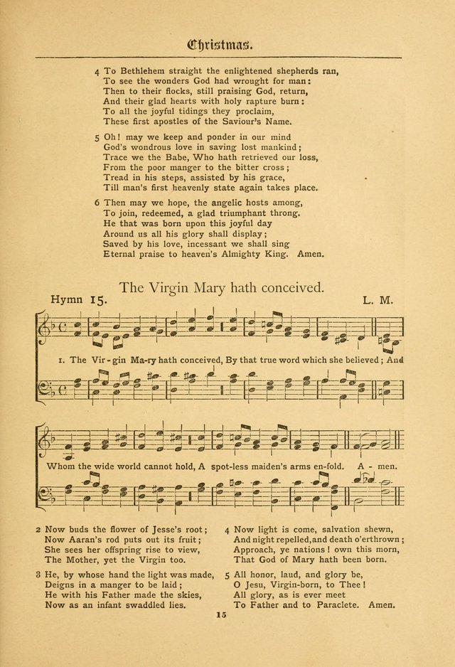 The Catholic Hymnal: containing hymns for congregational and home use, and the vesper psalms, the office of compline, the litanies, hymns at benediction, etc. page 15