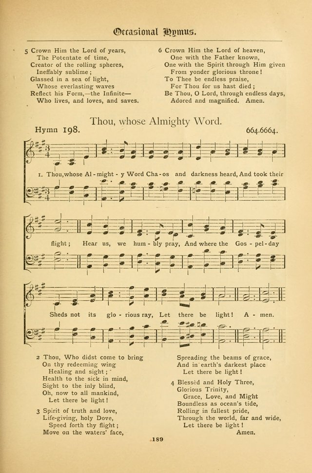 The Catholic Hymnal: containing hymns for congregational and home use, and the vesper psalms, the office of compline, the litanies, hymns at benediction, etc. page 189