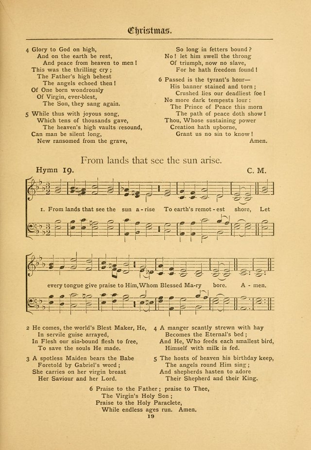 The Catholic Hymnal: containing hymns for congregational and home use, and the vesper psalms, the office of compline, the litanies, hymns at benediction, etc. page 19