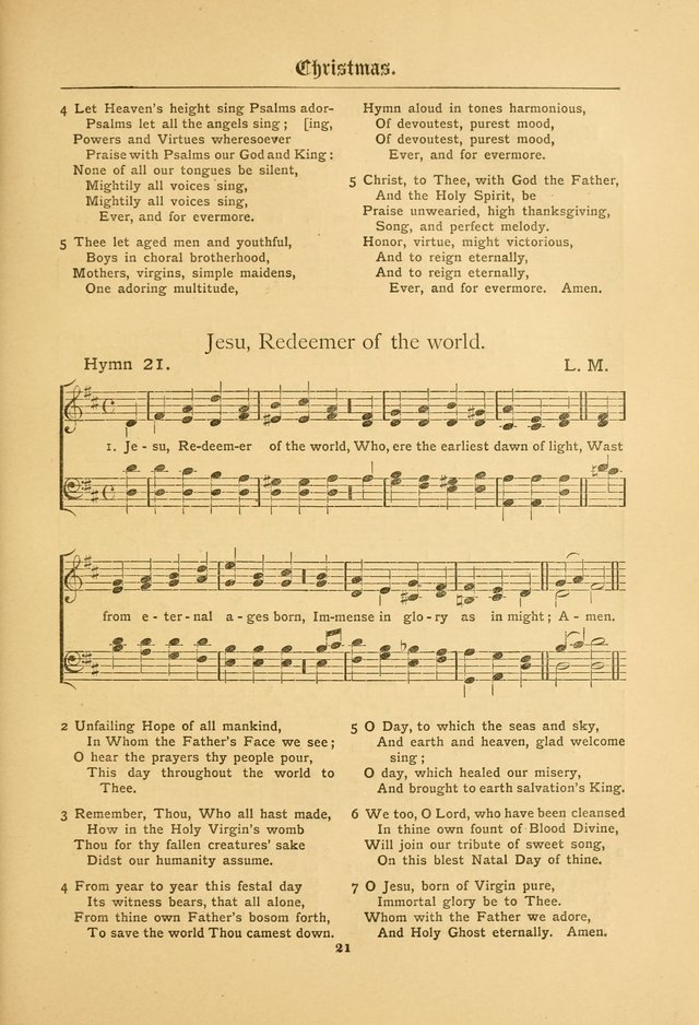 The Catholic Hymnal: containing hymns for congregational and home use, and the vesper psalms, the office of compline, the litanies, hymns at benediction, etc. page 21