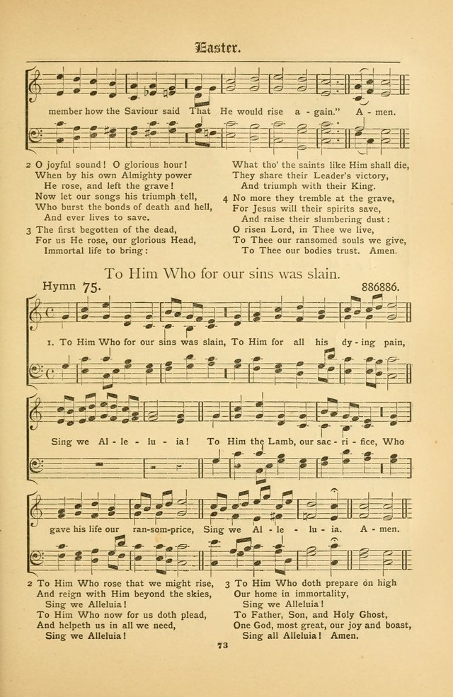 The Catholic Hymnal: containing hymns for congregational and home use, and the vesper psalms, the office of compline, the litanies, hymns at benediction, etc. page 73