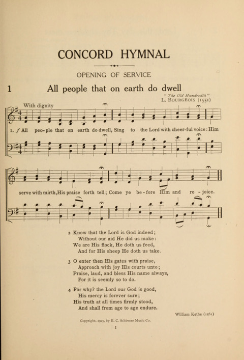 The Concord Hymnal: for Day School, Sunday School and Home page 1