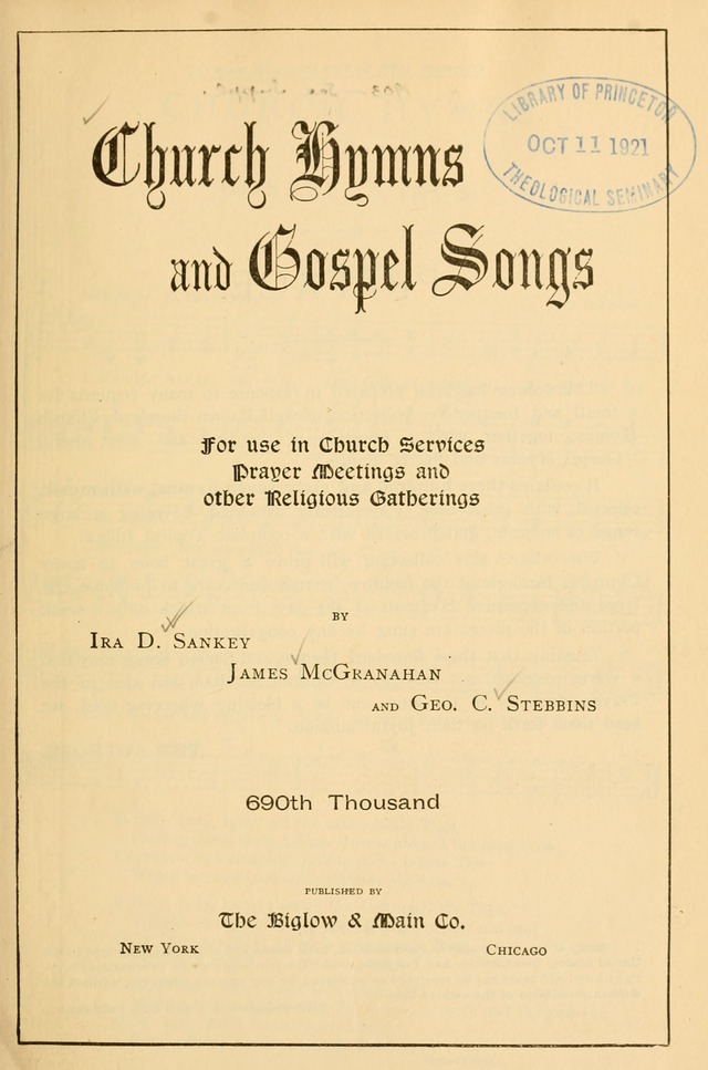 Church Hymns and Gospel Songs: for use in church services, prayer meetings, and other religious gatherings  page v