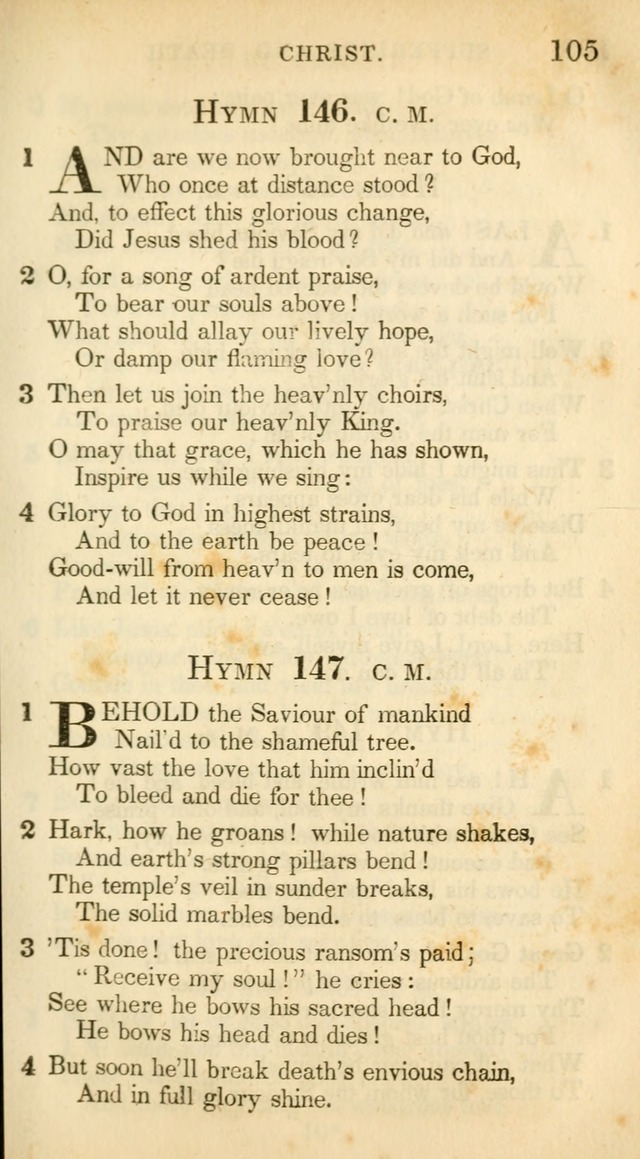 A Collection of Hymns and a Liturgy: for the use of Evangelical Lutheran Churches, to which are added prayers for families and individuals (New and Enl. Stereotype Ed.) page 105