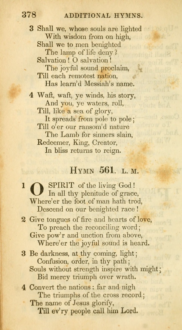 A Collection of Hymns and a Liturgy: for the use of Evangelical Lutheran Churches, to which are added prayers for families and individuals (New and Enl. Stereotype Ed.) page 378