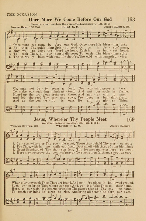 Church Hymnal, Mennonite: a collection of hymns and sacred songs suitable for use in public worship, worship in the home, and all general occasions (1st ed. ) [with Deutscher Anhang] page 125