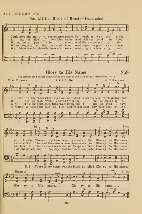 Church Hymnal, Mennonite: a collection of hymns and sacred songs suitable for use in public worship, worship in the home, and all general occasions (1st ed. ) [with Deutscher Anhang] page 189