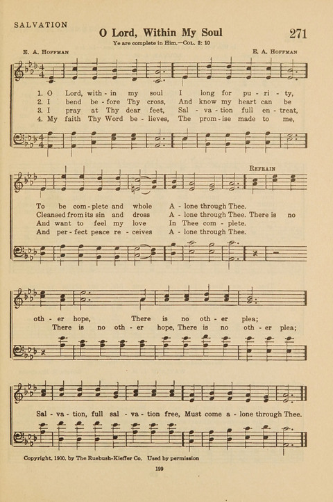 Church Hymnal, Mennonite: a collection of hymns and sacred songs suitable for use in public worship, worship in the home, and all general occasions (1st ed. ) [with Deutscher Anhang] page 199