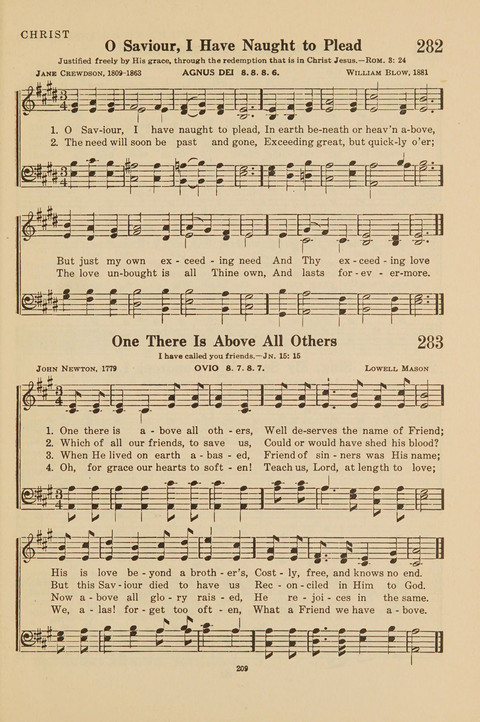 Church Hymnal, Mennonite: a collection of hymns and sacred songs suitable for use in public worship, worship in the home, and all general occasions (1st ed. ) [with Deutscher Anhang] page 209
