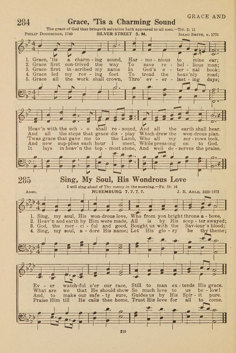 Church Hymnal, Mennonite: a collection of hymns and sacred songs suitable for use in public worship, worship in the home, and all general occasions (1st ed. ) [with Deutscher Anhang] page 210