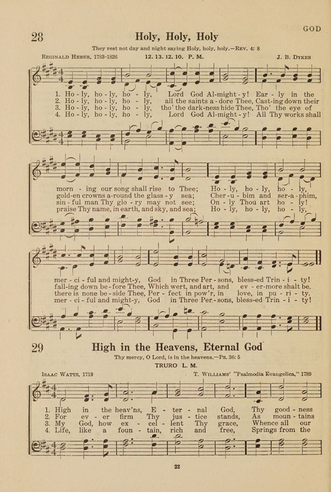 Church Hymnal, Mennonite: a collection of hymns and sacred songs suitable for use in public worship, worship in the home, and all general occasions (1st ed. ) [with Deutscher Anhang] page 22