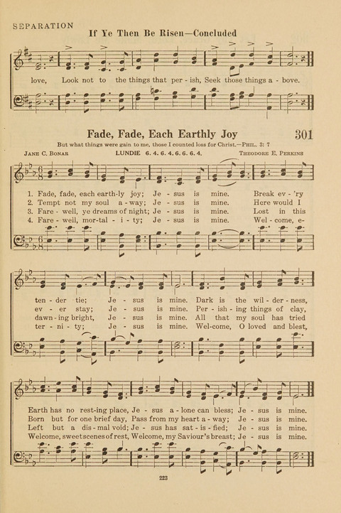 Church Hymnal, Mennonite: a collection of hymns and sacred songs suitable for use in public worship, worship in the home, and all general occasions (1st ed. ) [with Deutscher Anhang] page 223