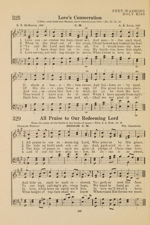 Church Hymnal, Mennonite: a collection of hymns and sacred songs suitable for use in public worship, worship in the home, and all general occasions (1st ed. ) [with Deutscher Anhang] page 242