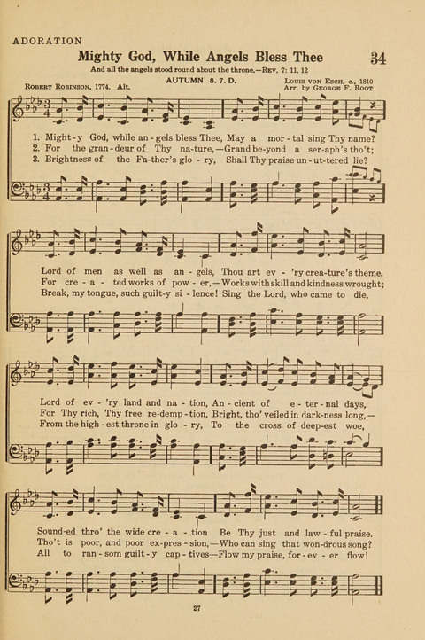 Church Hymnal, Mennonite: a collection of hymns and sacred songs suitable for use in public worship, worship in the home, and all general occasions (1st ed. ) [with Deutscher Anhang] page 27