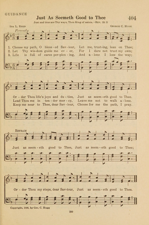 Church Hymnal, Mennonite: a collection of hymns and sacred songs suitable for use in public worship, worship in the home, and all general occasions (1st ed. ) [with Deutscher Anhang] page 299