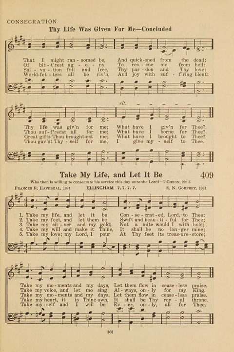 Church Hymnal, Mennonite: a collection of hymns and sacred songs suitable for use in public worship, worship in the home, and all general occasions (1st ed. ) [with Deutscher Anhang] page 303