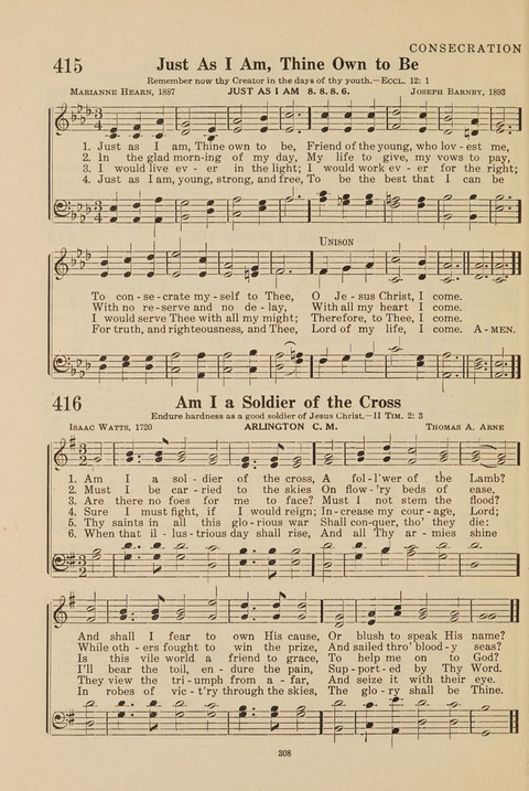 Church Hymnal, Mennonite: a collection of hymns and sacred songs suitable for use in public worship, worship in the home, and all general occasions (1st ed. ) [with Deutscher Anhang] page 308