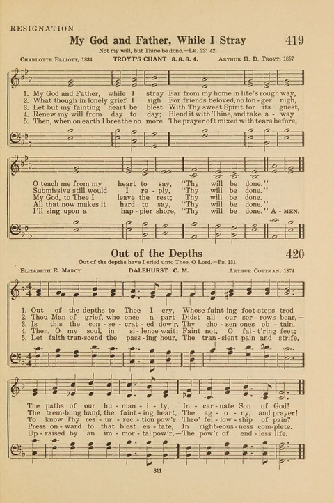 Church Hymnal, Mennonite: a collection of hymns and sacred songs suitable for use in public worship, worship in the home, and all general occasions (1st ed. ) [with Deutscher Anhang] page 311