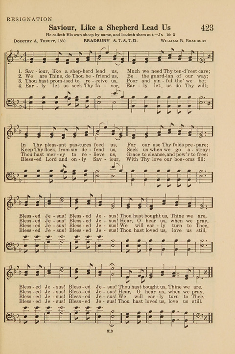 Church Hymnal, Mennonite: a collection of hymns and sacred songs suitable for use in public worship, worship in the home, and all general occasions (1st ed. ) [with Deutscher Anhang] page 313