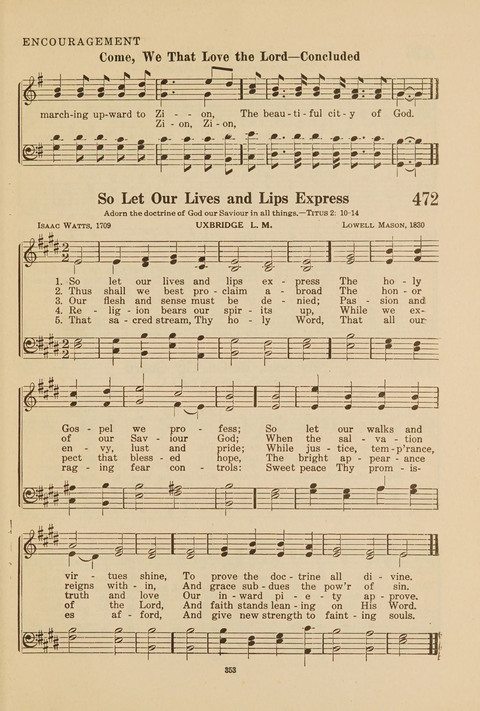 Church Hymnal, Mennonite: a collection of hymns and sacred songs suitable for use in public worship, worship in the home, and all general occasions (1st ed. ) [with Deutscher Anhang] page 353