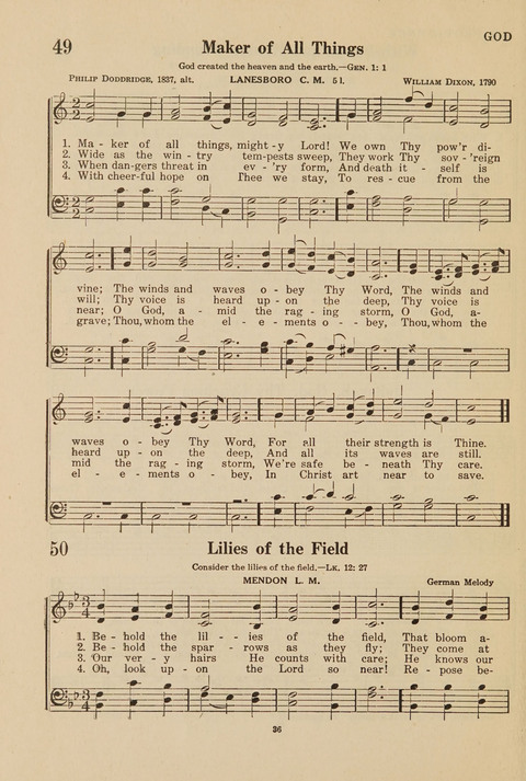 Church Hymnal, Mennonite: a collection of hymns and sacred songs suitable for use in public worship, worship in the home, and all general occasions (1st ed. ) [with Deutscher Anhang] page 36
