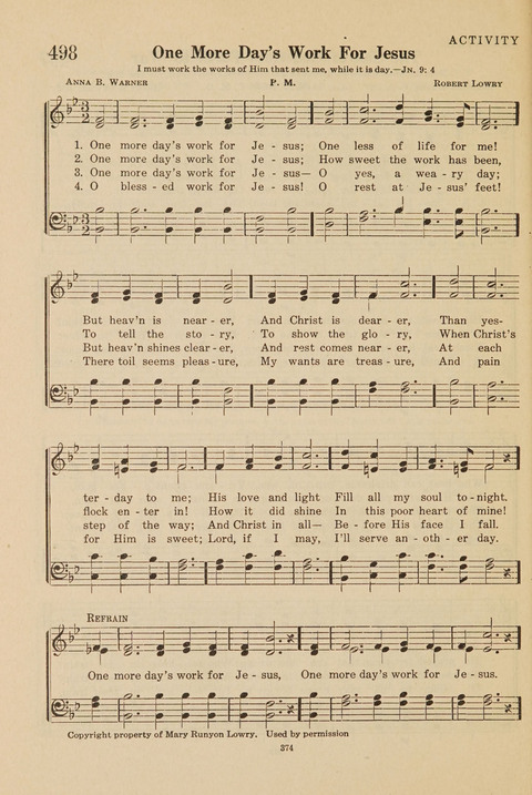Church Hymnal, Mennonite: a collection of hymns and sacred songs suitable for use in public worship, worship in the home, and all general occasions (1st ed. ) [with Deutscher Anhang] page 374