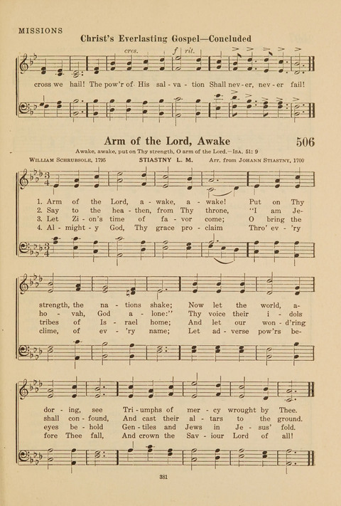 Church Hymnal, Mennonite: a collection of hymns and sacred songs suitable for use in public worship, worship in the home, and all general occasions (1st ed. ) [with Deutscher Anhang] page 381