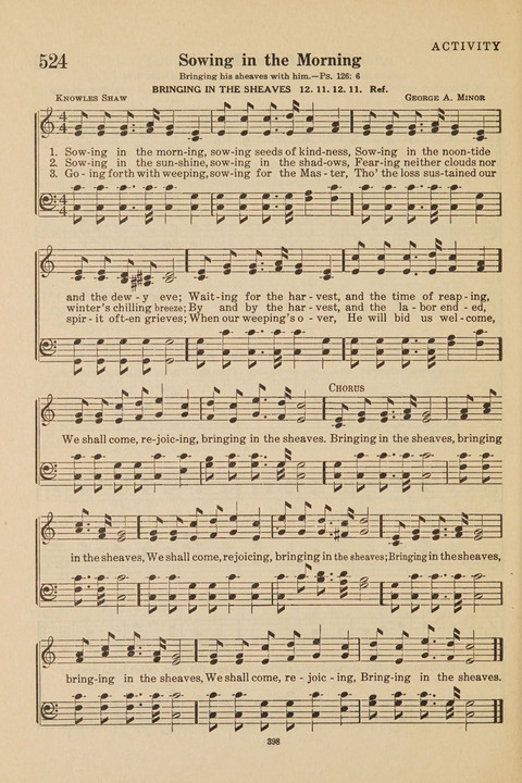 Church Hymnal, Mennonite: a collection of hymns and sacred songs suitable for use in public worship, worship in the home, and all general occasions (1st ed. ) [with Deutscher Anhang] page 398