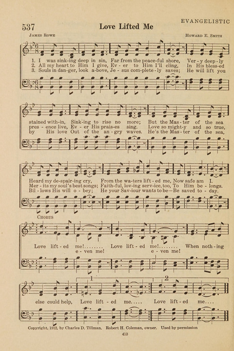Church Hymnal, Mennonite: a collection of hymns and sacred songs suitable for use in public worship, worship in the home, and all general occasions (1st ed. ) [with Deutscher Anhang] page 410