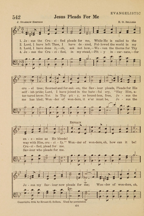 Church Hymnal, Mennonite: a collection of hymns and sacred songs suitable for use in public worship, worship in the home, and all general occasions (1st ed. ) [with Deutscher Anhang] page 414