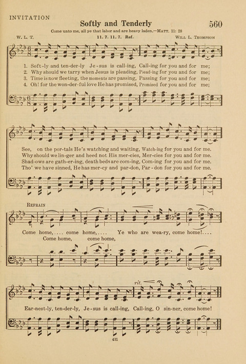 Church Hymnal, Mennonite: a collection of hymns and sacred songs suitable for use in public worship, worship in the home, and all general occasions (1st ed. ) [with Deutscher Anhang] page 431