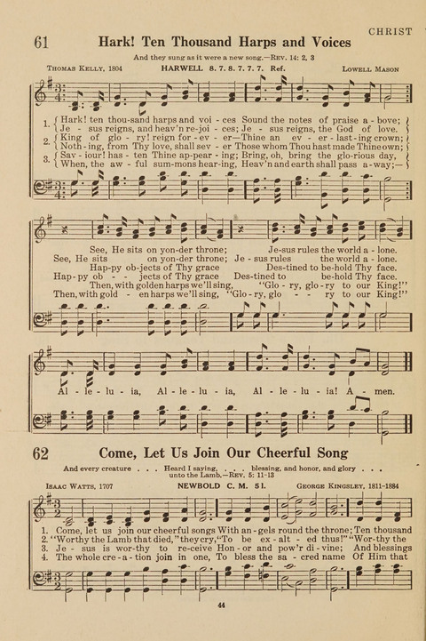 Church Hymnal, Mennonite: a collection of hymns and sacred songs suitable for use in public worship, worship in the home, and all general occasions (1st ed. ) [with Deutscher Anhang] page 44