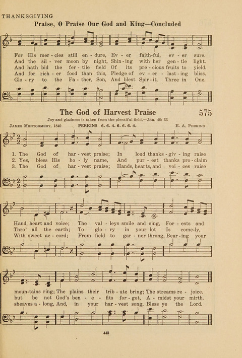 Church Hymnal, Mennonite: a collection of hymns and sacred songs suitable for use in public worship, worship in the home, and all general occasions (1st ed. ) [with Deutscher Anhang] page 443