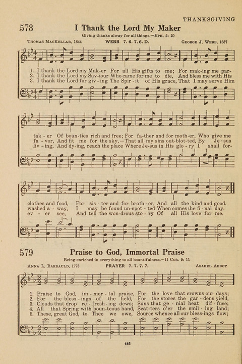 Church Hymnal, Mennonite: a collection of hymns and sacred songs suitable for use in public worship, worship in the home, and all general occasions (1st ed. ) [with Deutscher Anhang] page 446