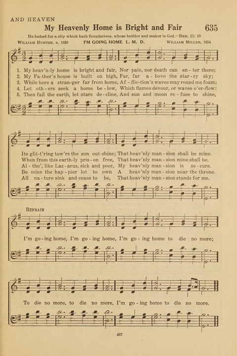 Church Hymnal, Mennonite: a collection of hymns and sacred songs suitable for use in public worship, worship in the home, and all general occasions (1st ed. ) [with Deutscher Anhang] page 487
