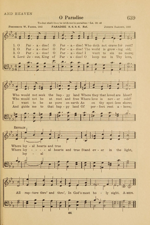 Church Hymnal, Mennonite: a collection of hymns and sacred songs suitable for use in public worship, worship in the home, and all general occasions (1st ed. ) [with Deutscher Anhang] page 491