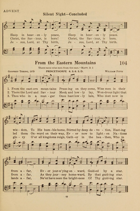 Church Hymnal, Mennonite: a collection of hymns and sacred songs suitable for use in public worship, worship in the home, and all general occasions (1st ed. ) [with Deutscher Anhang] page 77