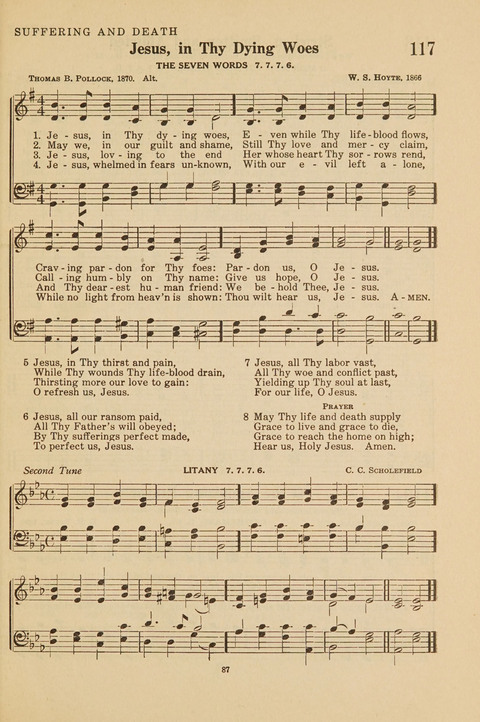 Church Hymnal, Mennonite: a collection of hymns and sacred songs suitable for use in public worship, worship in the home, and all general occasions (1st ed. ) [with Deutscher Anhang] page 87
