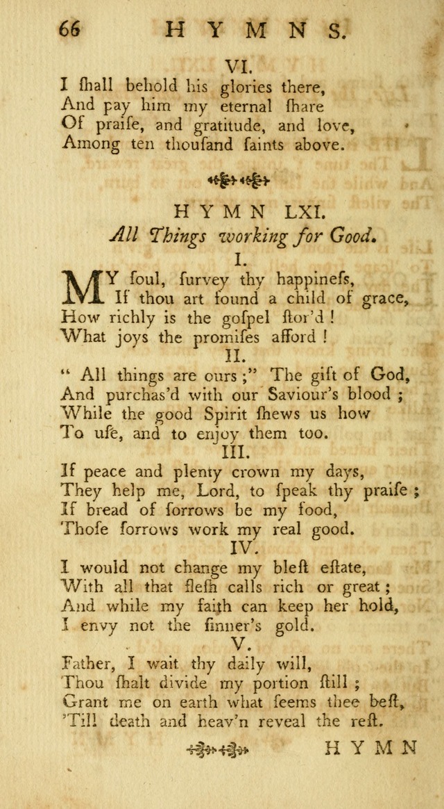 A Collection of Hymns, More Particularly Designed for the Use of the  West Society in Boston. (2nd ed. with Additions) page 66