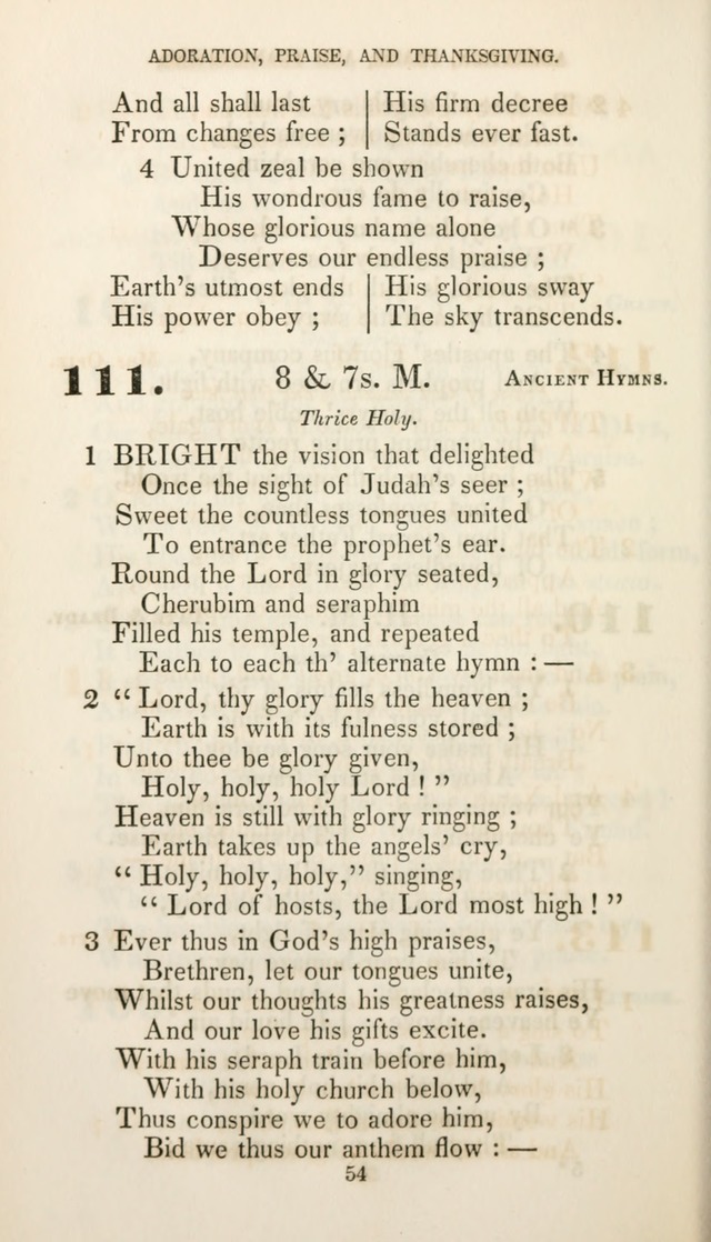 Christian Hymns for Public and Private Worship: a collection compiled  by a committee of the Cheshire Pastoral Association (11th ed.) page 54
