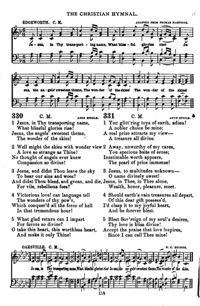 The Christian hymnal: a collection of hymns and tunes for congregational and social worship; in two parts (Rev.) page 118