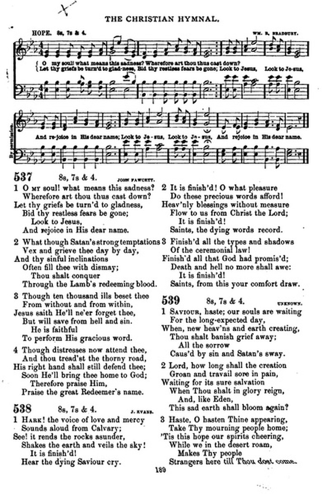 The Christian hymnal: a collection of hymns and tunes for congregational and social worship; in two parts (Rev.) page 189