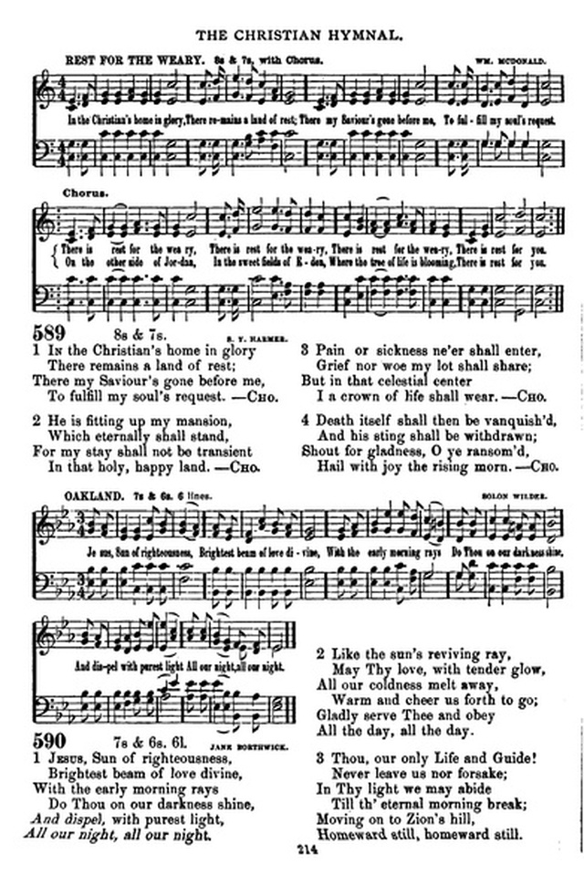 The Christian hymnal: a collection of hymns and tunes for congregational and social worship; in two parts (Rev.) page 214
