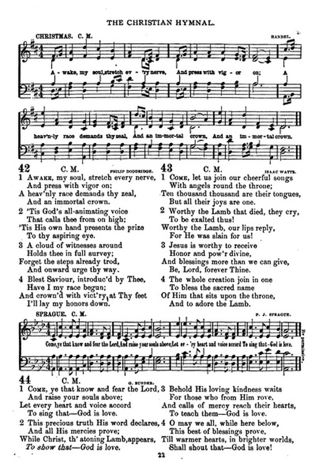 The Christian hymnal: a collection of hymns and tunes for congregational and social worship; in two parts (Rev.) page 22