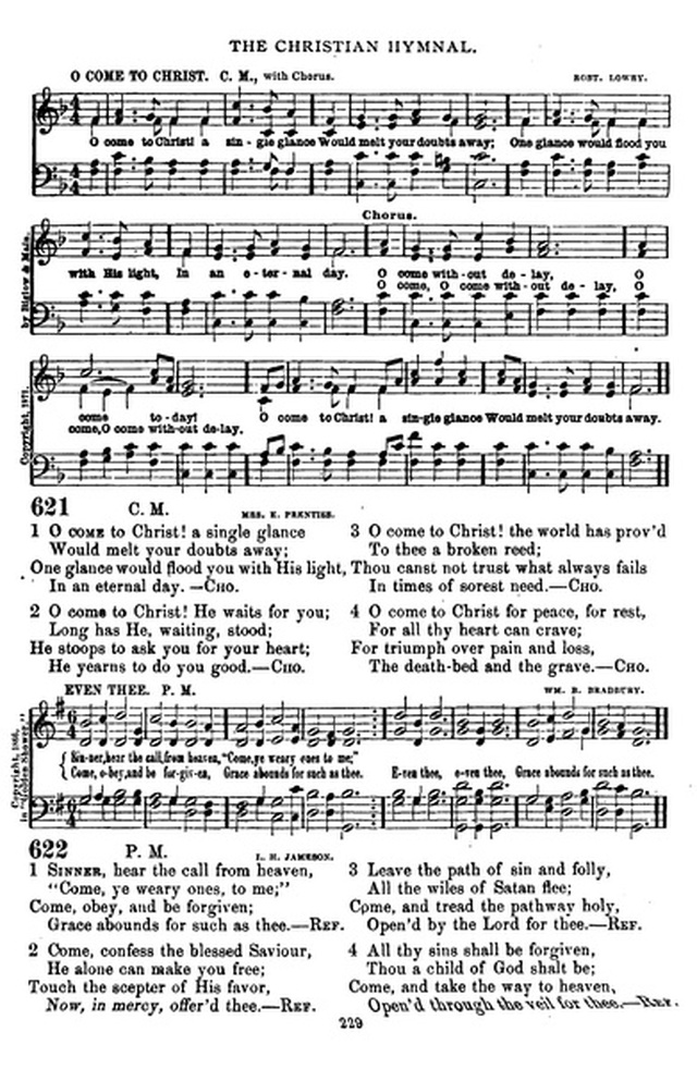 The Christian hymnal: a collection of hymns and tunes for congregational and social worship; in two parts (Rev.) page 229