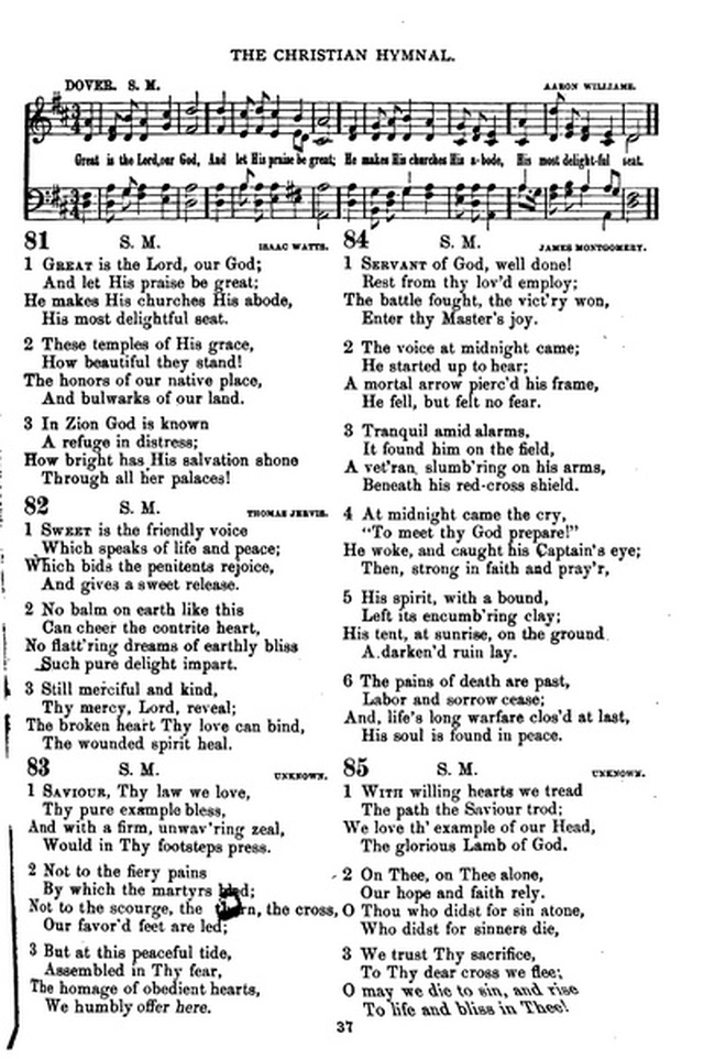 The Christian hymnal: a collection of hymns and tunes for congregational and social worship; in two parts (Rev.) page 37