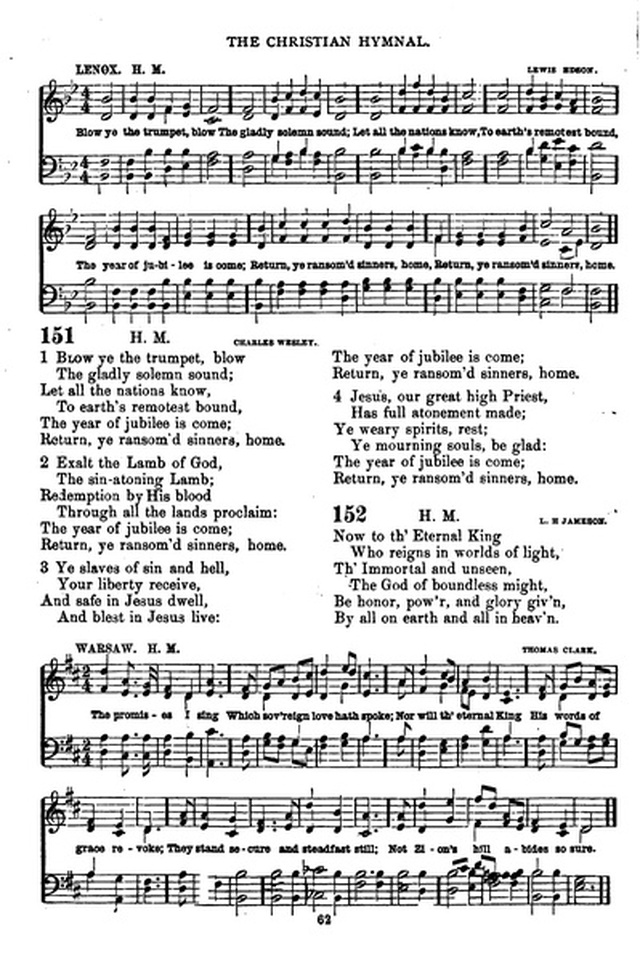The Christian hymnal: a collection of hymns and tunes for congregational and social worship; in two parts (Rev.) page 62