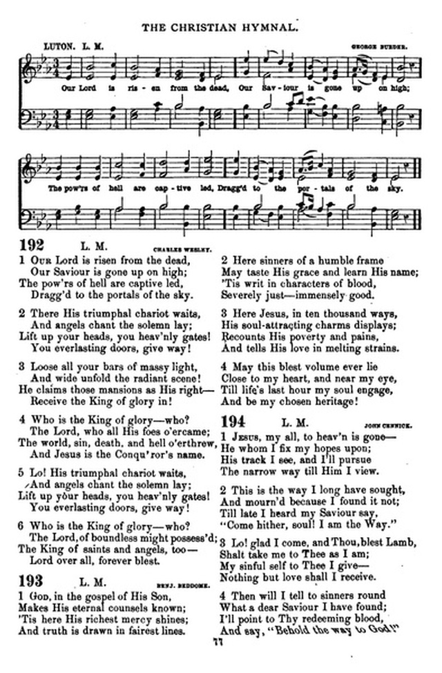 The Christian hymnal: a collection of hymns and tunes for congregational and social worship; in two parts (Rev.) page 77