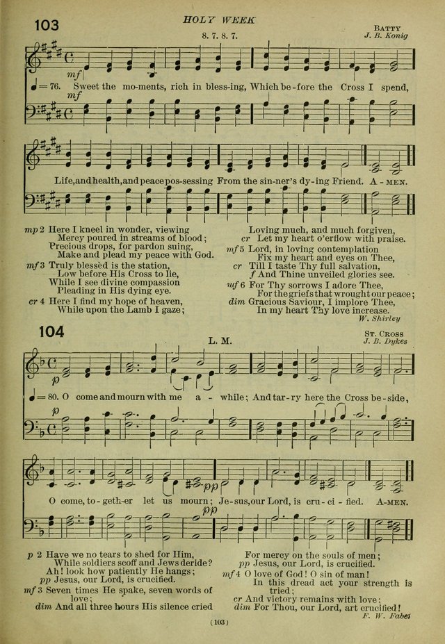 The Church Hymnal: containing hymns approved and set forth by the general conventions of 1892 and 1916; together with hymns for the use of guilds and brotherhoods, and for special occasions (Rev. ed) page 104