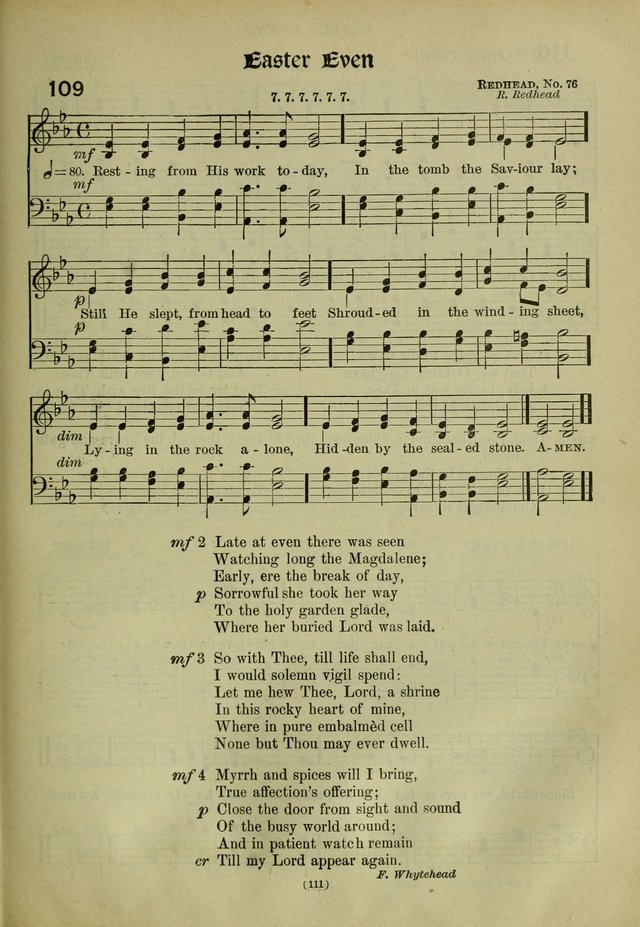 The Church Hymnal: containing hymns approved and set forth by the general conventions of 1892 and 1916; together with hymns for the use of guilds and brotherhoods, and for special occasions (Rev. ed) page 112